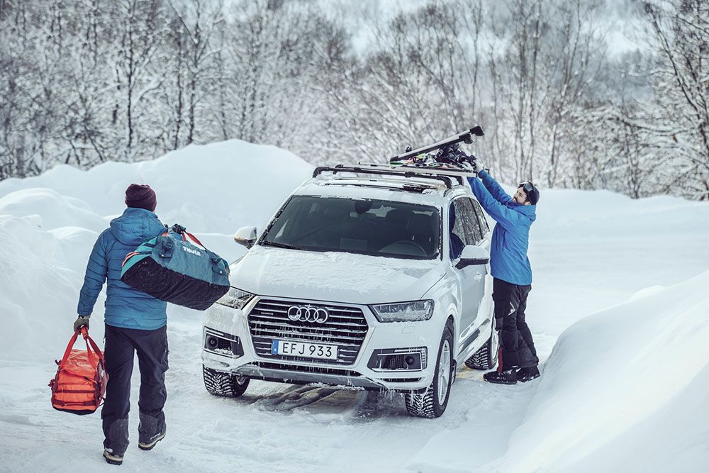 A ski rack on a car